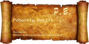 Pohorely Berill névjegykártya